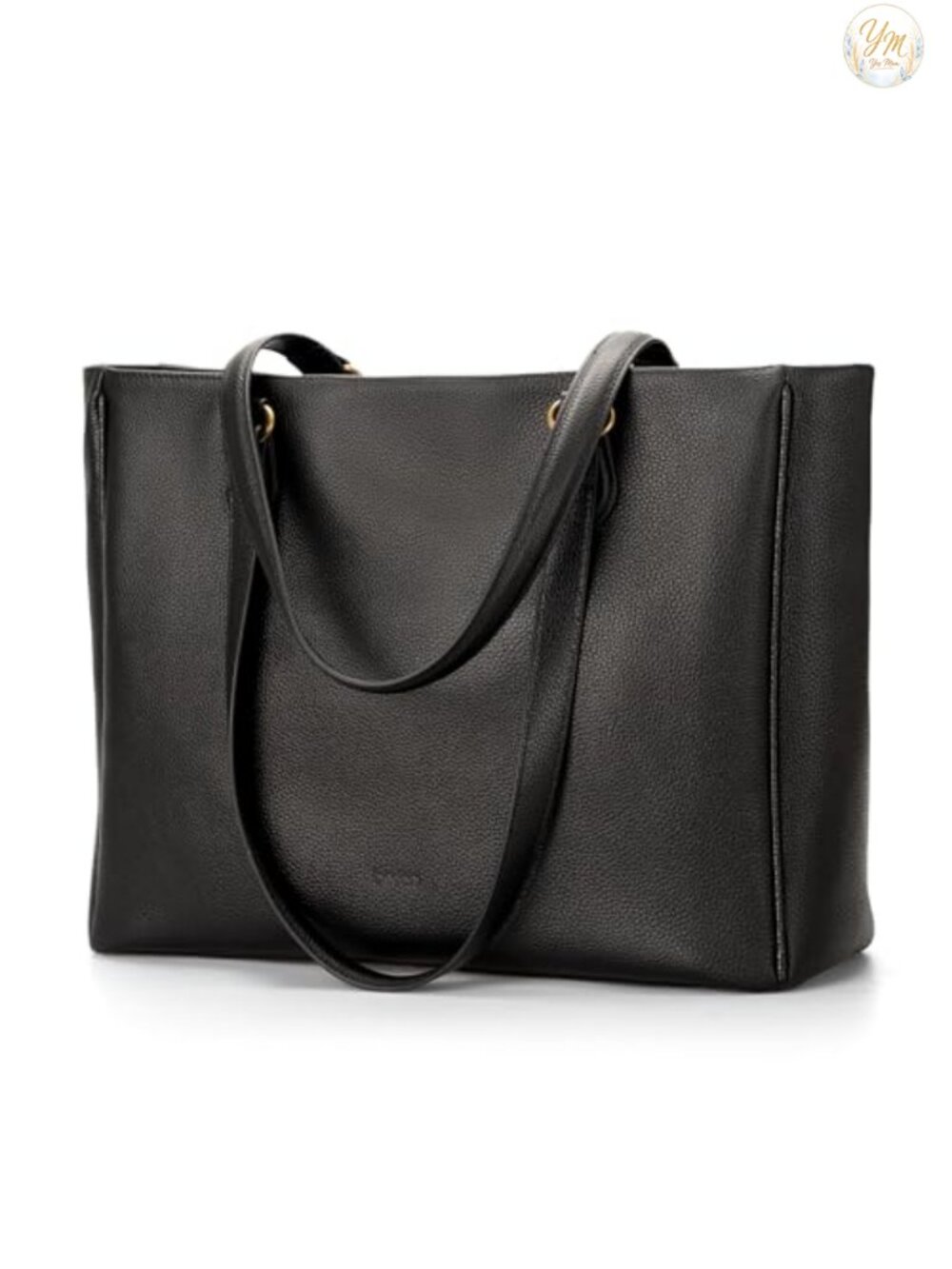 Genuine Leather Work Tote Bag with Padded 15.6" Laptop Sleeve
